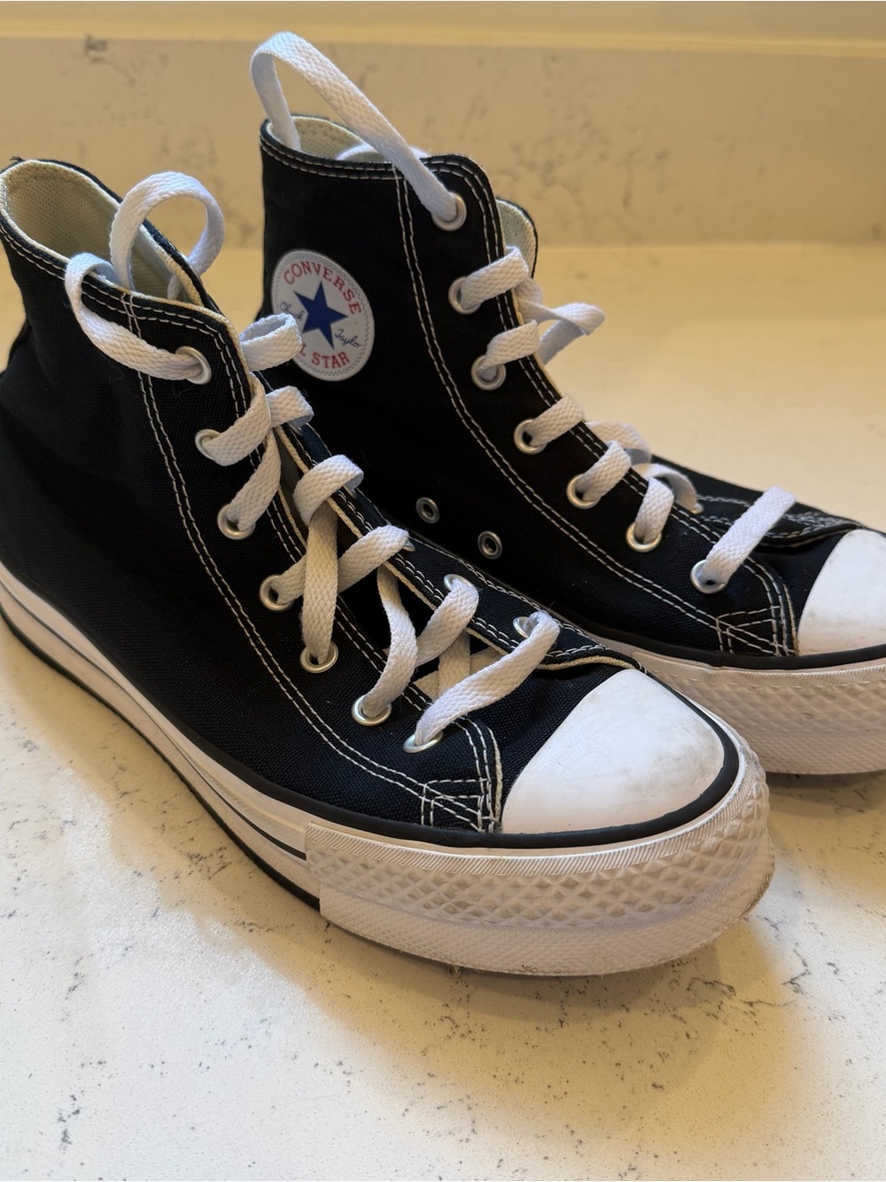 Converse Black and White Platform High Top Sneakers